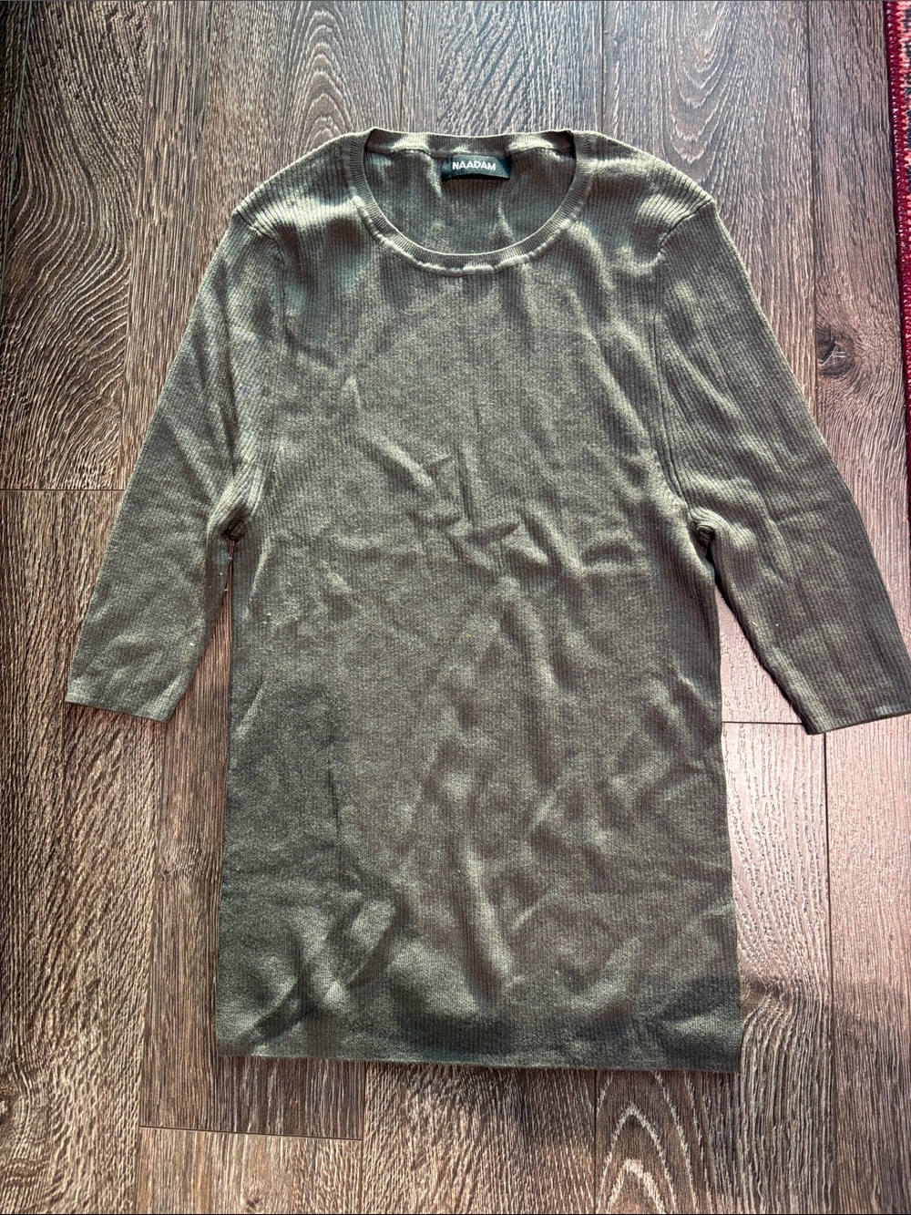 NAADAM Olive Green Ribbed Knit Shirt